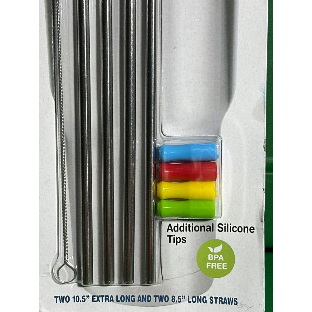 4‎ Pack Stainless Steel Straws Reusable Drinking Straws With Cleaner